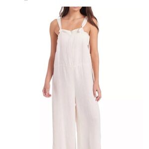 Sanctuary Cream Unbleached Linen Overalls Cover-up Beach Summer Jumpsuit